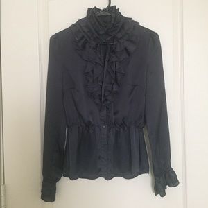 Grey Ruffled Peplum Blouse